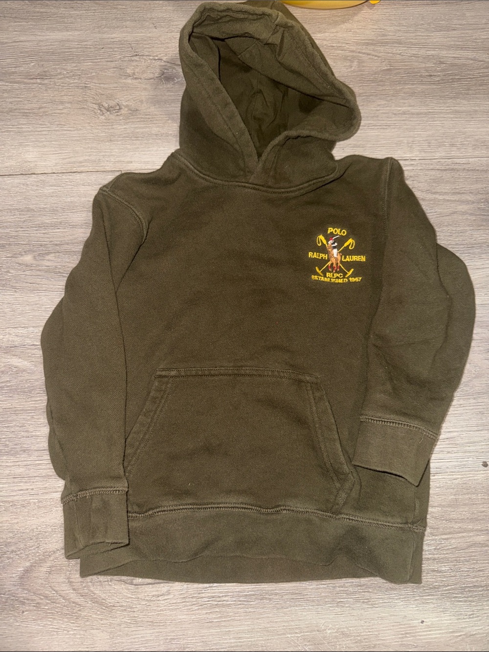 Polo by Ralph Lauren Kids Olive Hoodie with Yellow Logo
